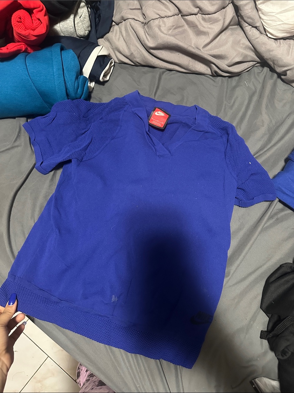 Nike Cobalt Blue Short Sleeve V-Neck Athletic Top